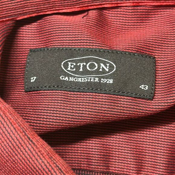 ETON Shirt Mens Ganghester Button Up Long Sleeve Sweden Cotton 43 17 Red - Picture 6 of 6